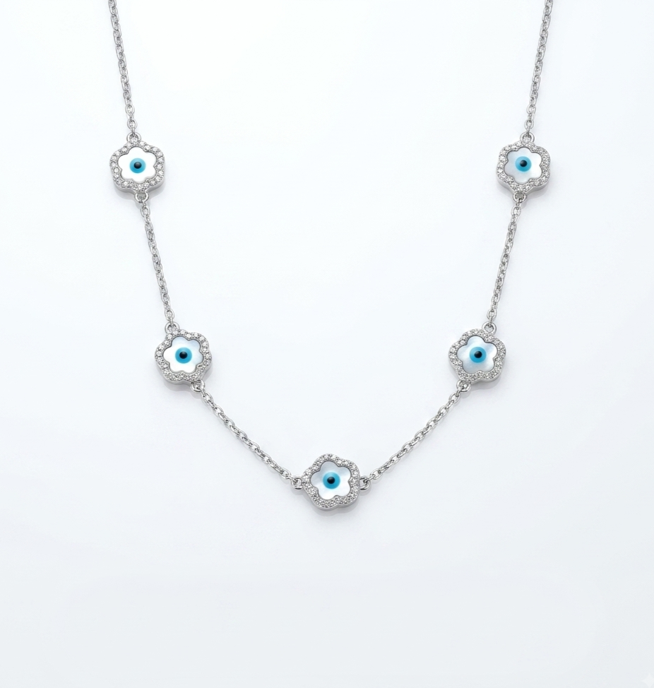 925 Sterling Silver Evil Eye Charm Necklace