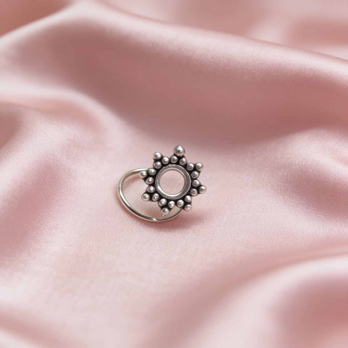 925 sterling silver sunflower nose pin with beaded petals