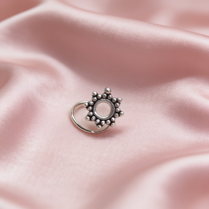 925 sterling silver sunflower nose pin with beaded petals
