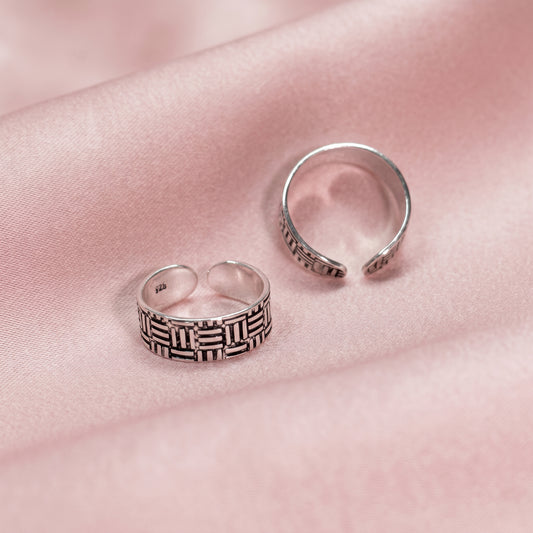 925 sterling silver geometric adjustable toe ring