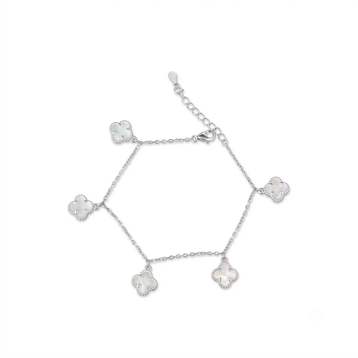 Clover charm 925 silver bracelet for women