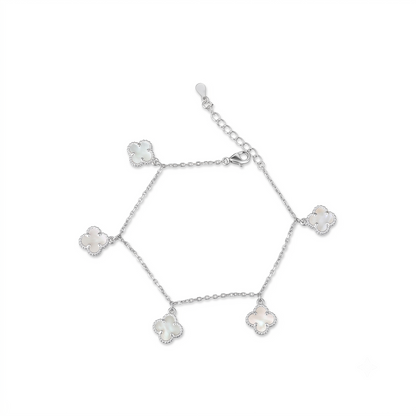 Clover charm 925 silver bracelet for women