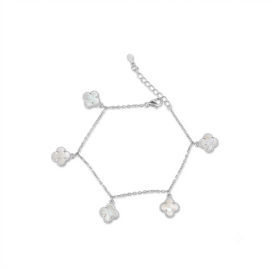 Clover charm 925 silver bracelet for women