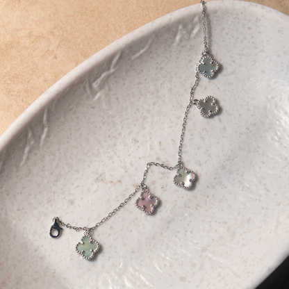 Clover charm 925 silver bracelet for women
