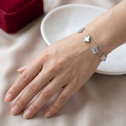 Clover charm 925 silver bracelet for women