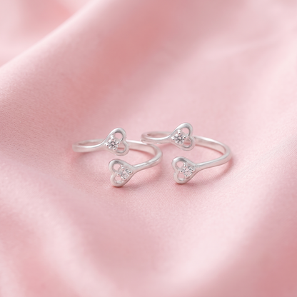 Twin heart 925 Silver Toe rings