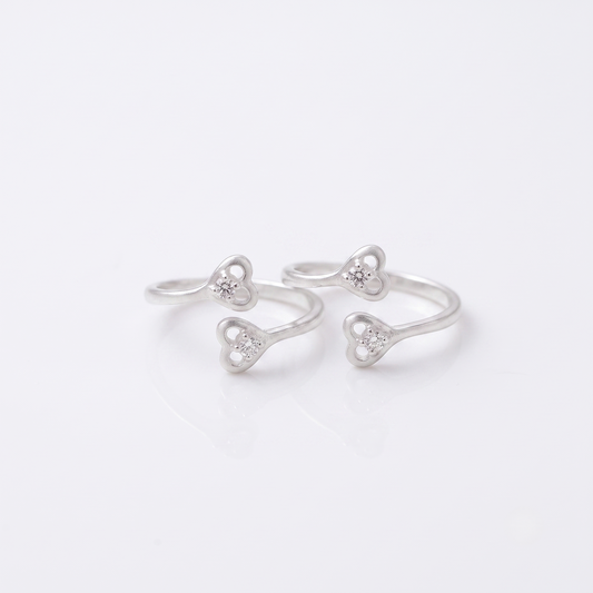 Twin heart 925 Silver Toe rings