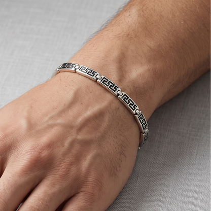 925 Silver Geometric Link Bracelet for Men