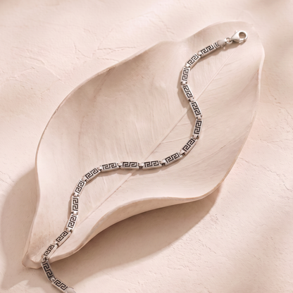 925 Silver Geometric Link Bracelet for Men
