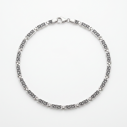 925 Silver Geometric Link Bracelet for Men