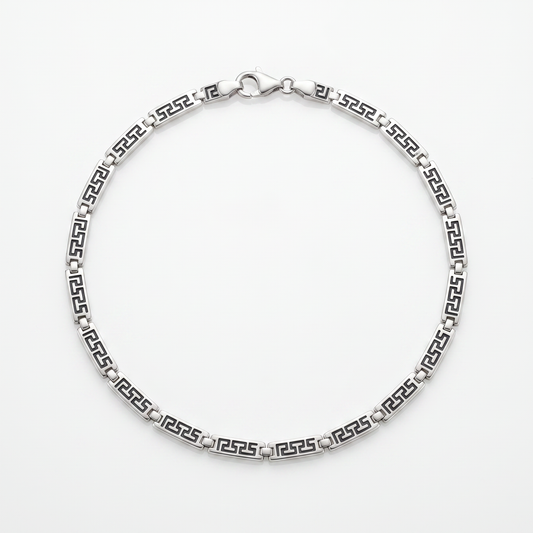 925 Silver Geometric Link Bracelet for Men