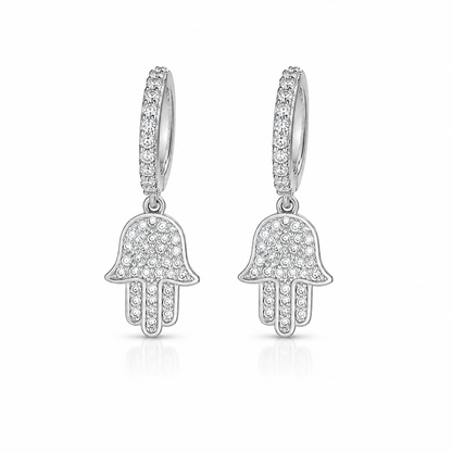 925 Silver Hamsa Charm Earrings