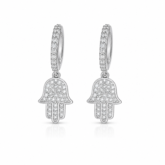 925 Silver Hamsa Charm Earrings
