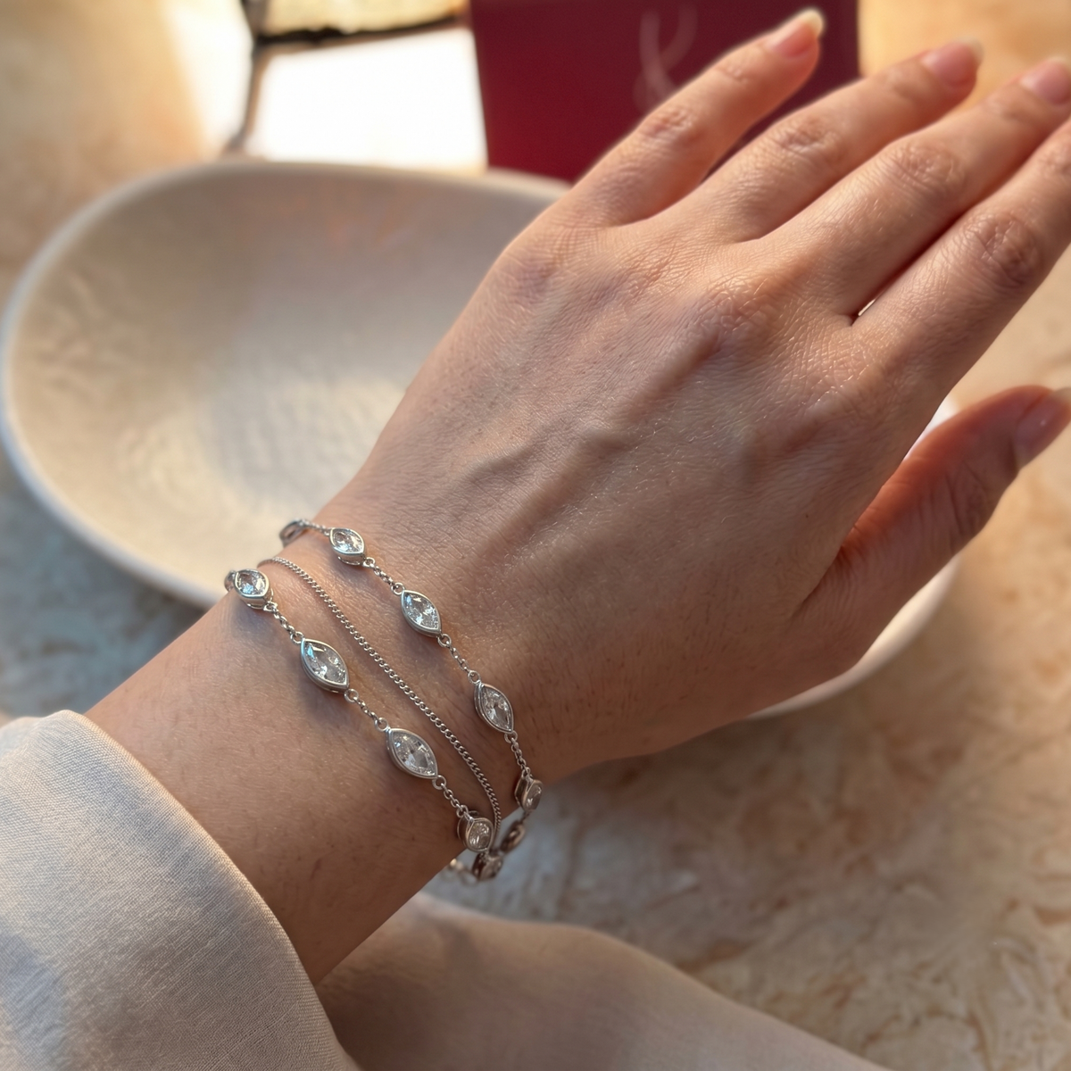 Layered 925 Silver Bracelet for women
