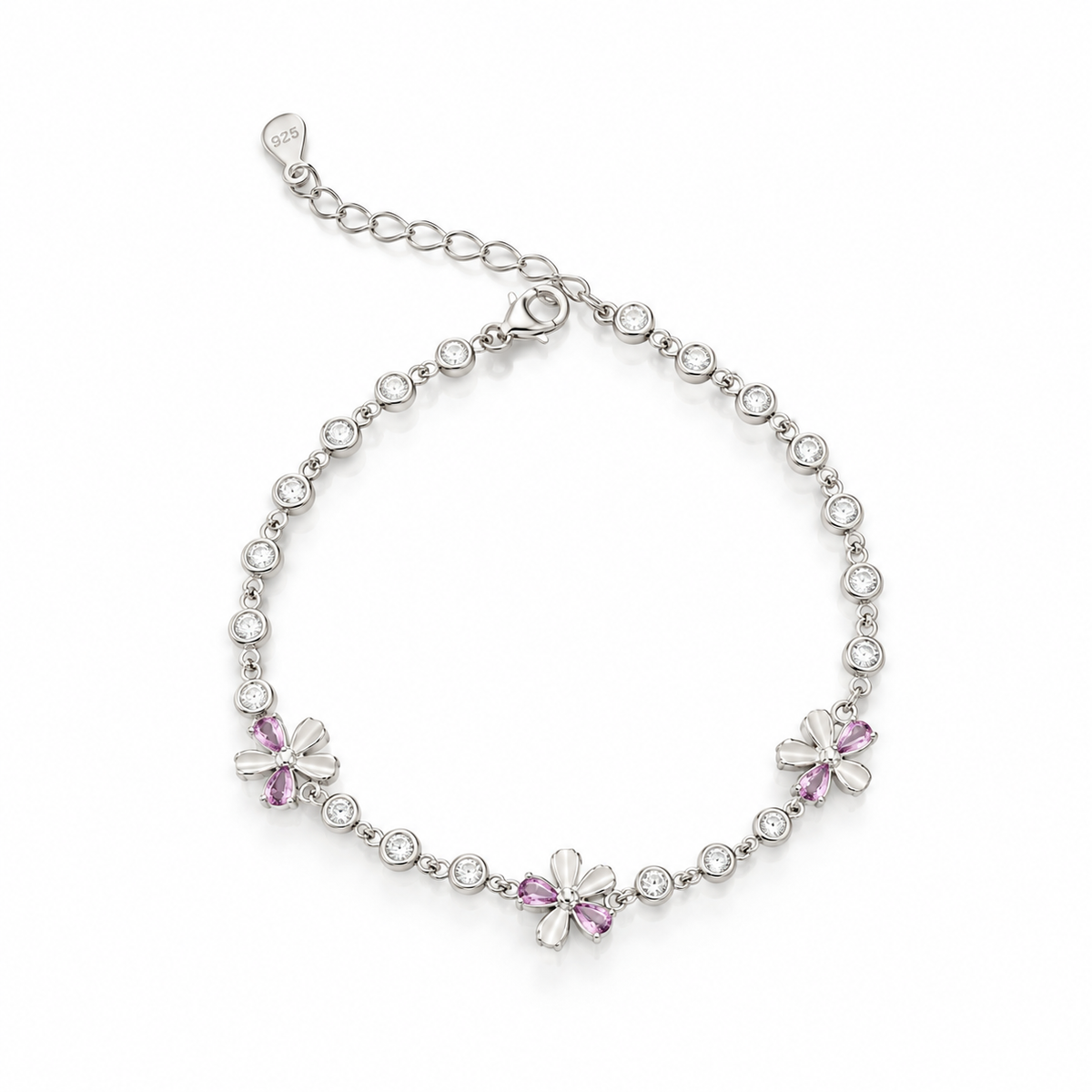 Plum blossom 925 silver bracelet for women