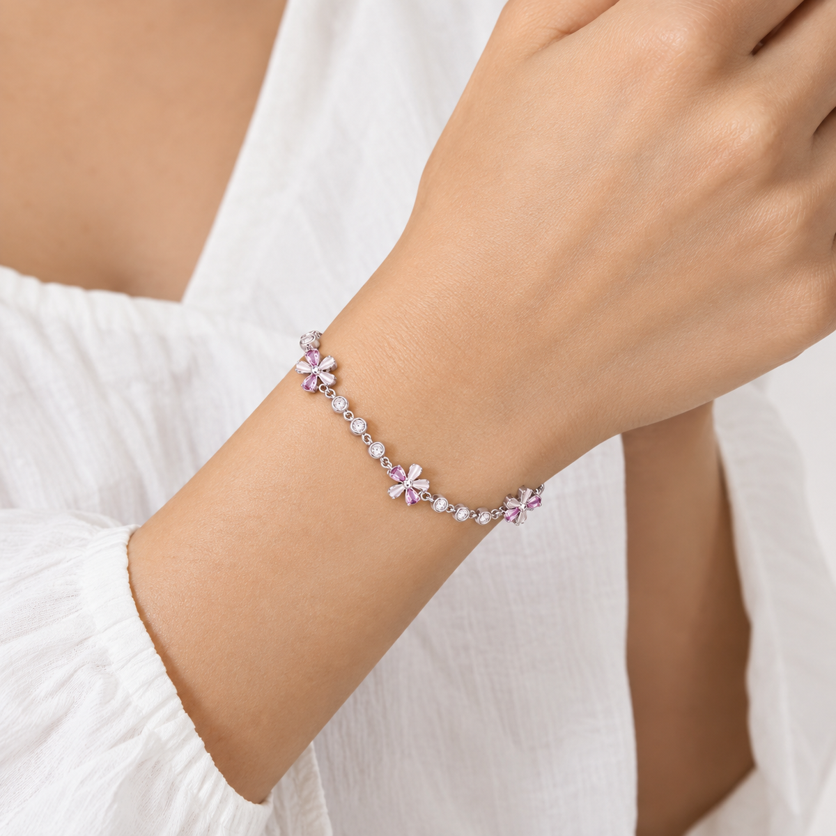 Plum blossom 925 silver bracelet for women