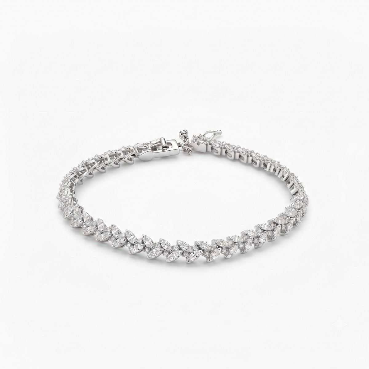 925 Silver Tennis Leaf Charm Bracelet for women