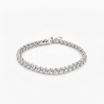 925 Silver Tennis Leaf Charm Bracelet for women
