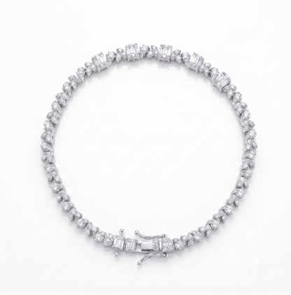 925 Silver Tennis Leaf Cut bracelet for women