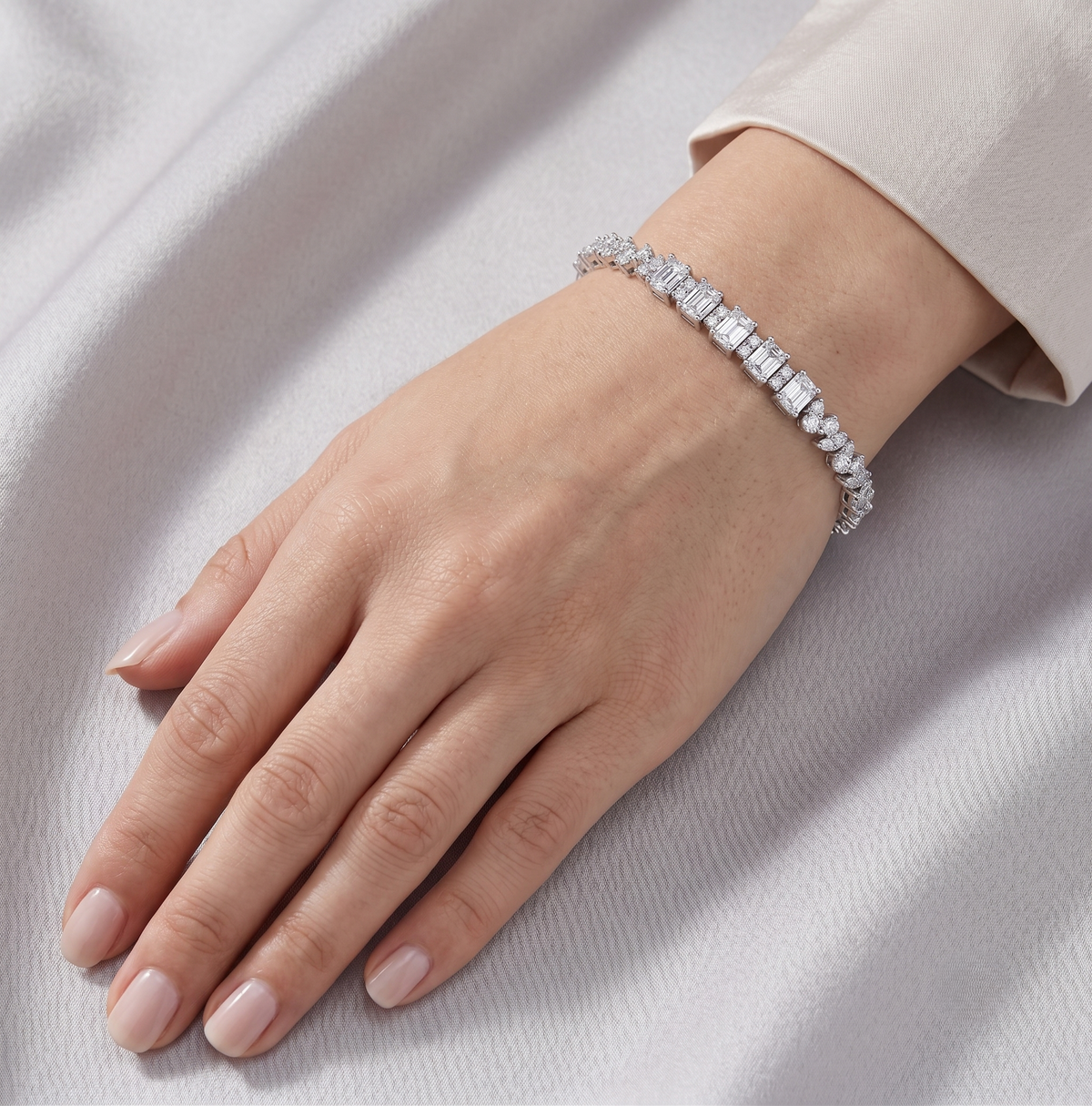 925 Silver Tennis Leaf Cut bracelet for women
