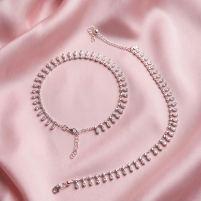 Celeste Leaf Charm 925 Silver Anklet Set