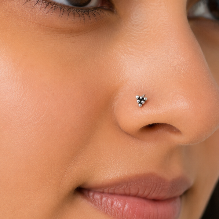 925 Silver Triangular Cluster Nose pin