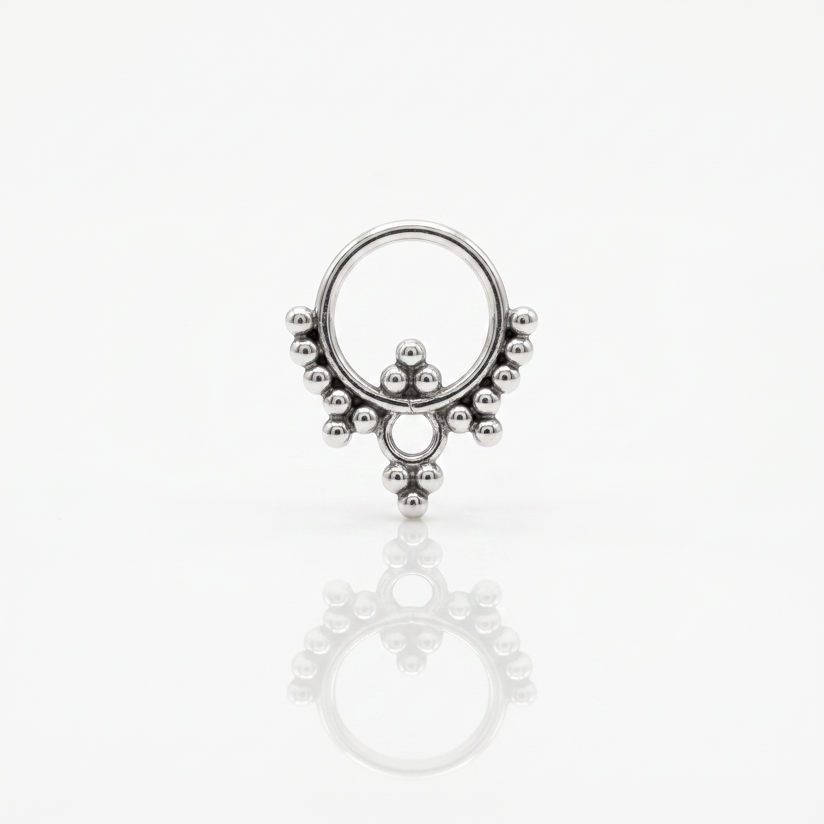 Oxidised 925 Sterling Silver Tribal Lotus Septum Ring