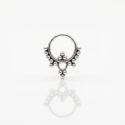 Oxidised 925 Sterling Silver Tribal Lotus Septum Ring