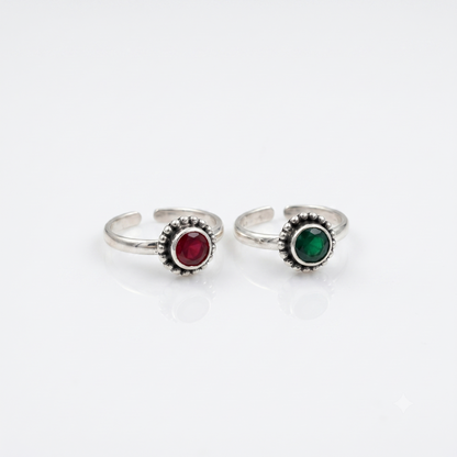 mismatched set of 925 oxidised silver toe rings for women