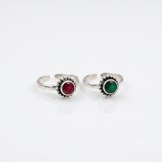mismatched set of 925 oxidised silver toe rings for women