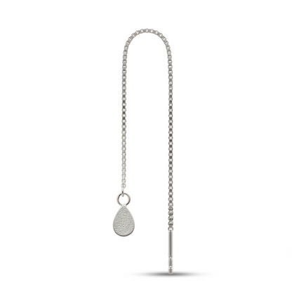 Silver Tear Drop Threader (Sui Dhaga) Earring