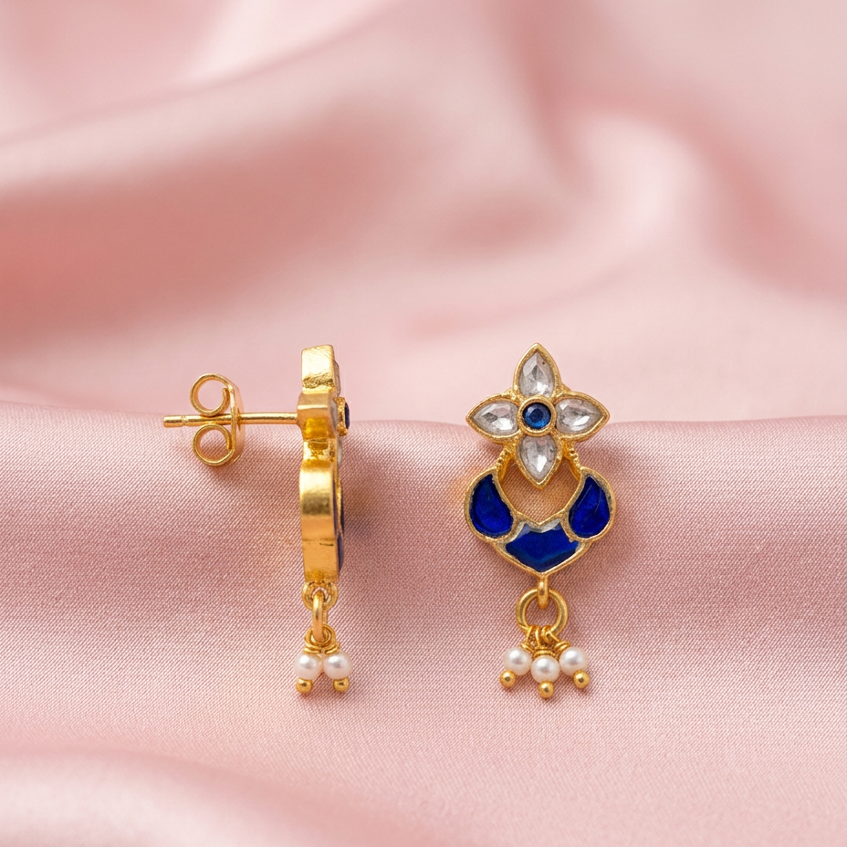 925 Silver Meenakari Jhumki Earrings