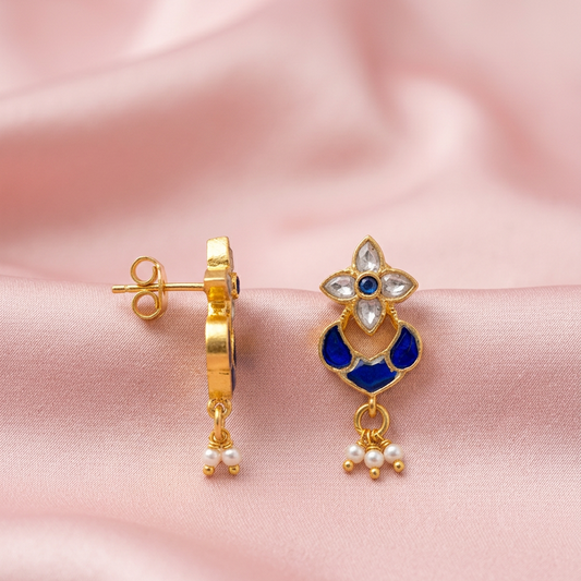 925 Silver Meenakari Jhumki Earrings