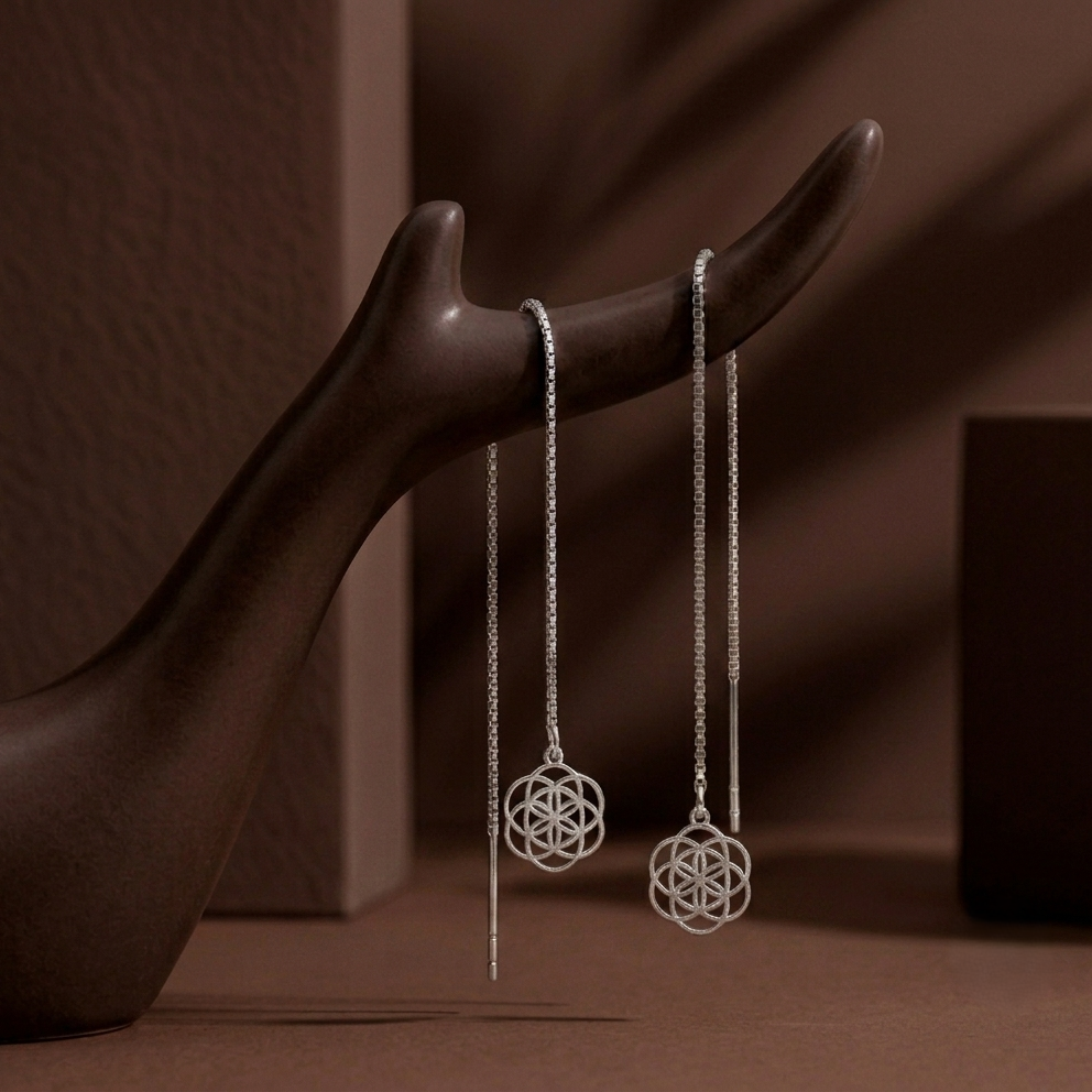 Silver Chakra Threader (Sui Dhaga) Earringa