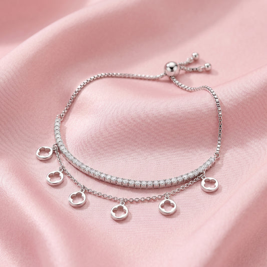 925 Silver Tennis Bracelet Adjustable