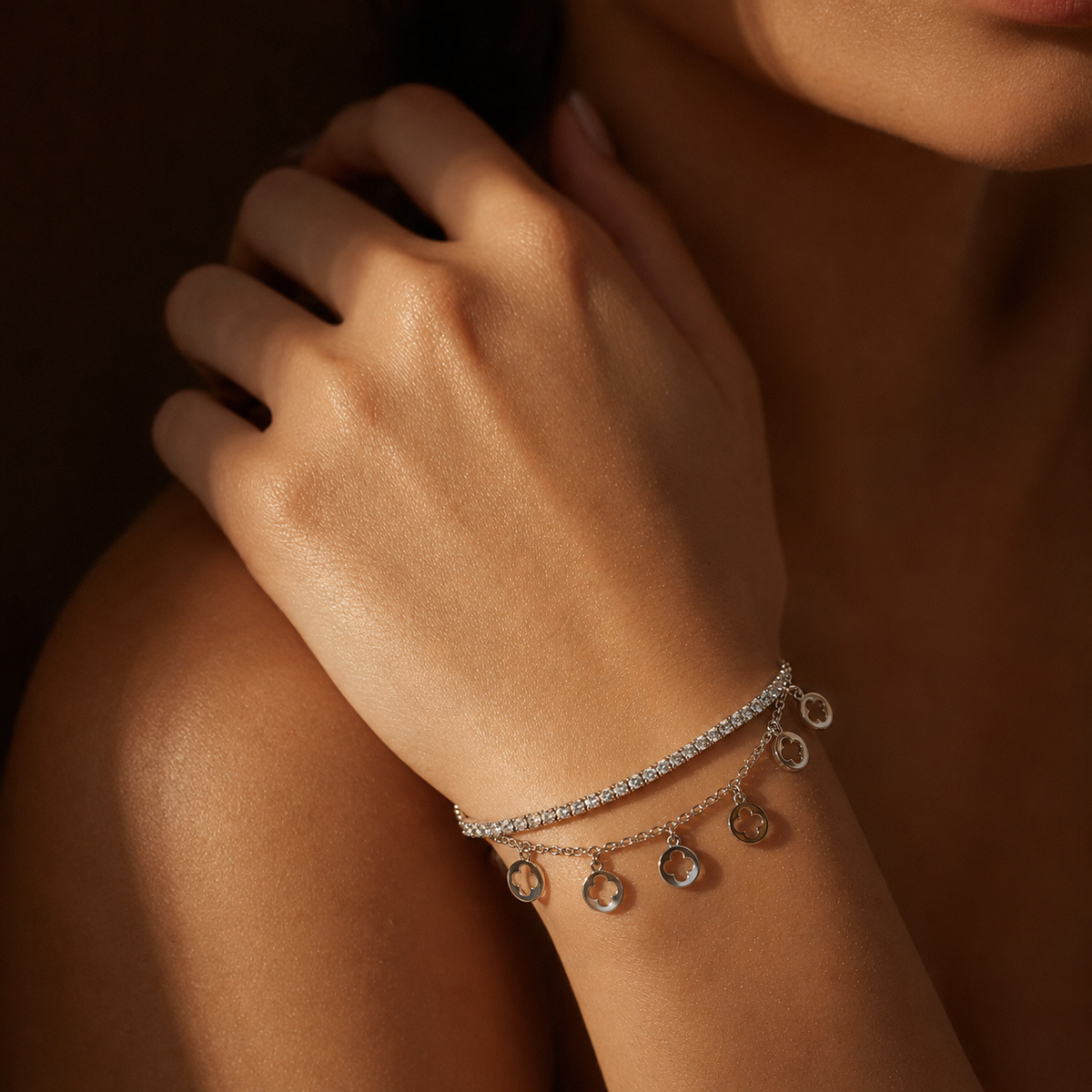 925 Silver Tennis Bracelet Adjustable