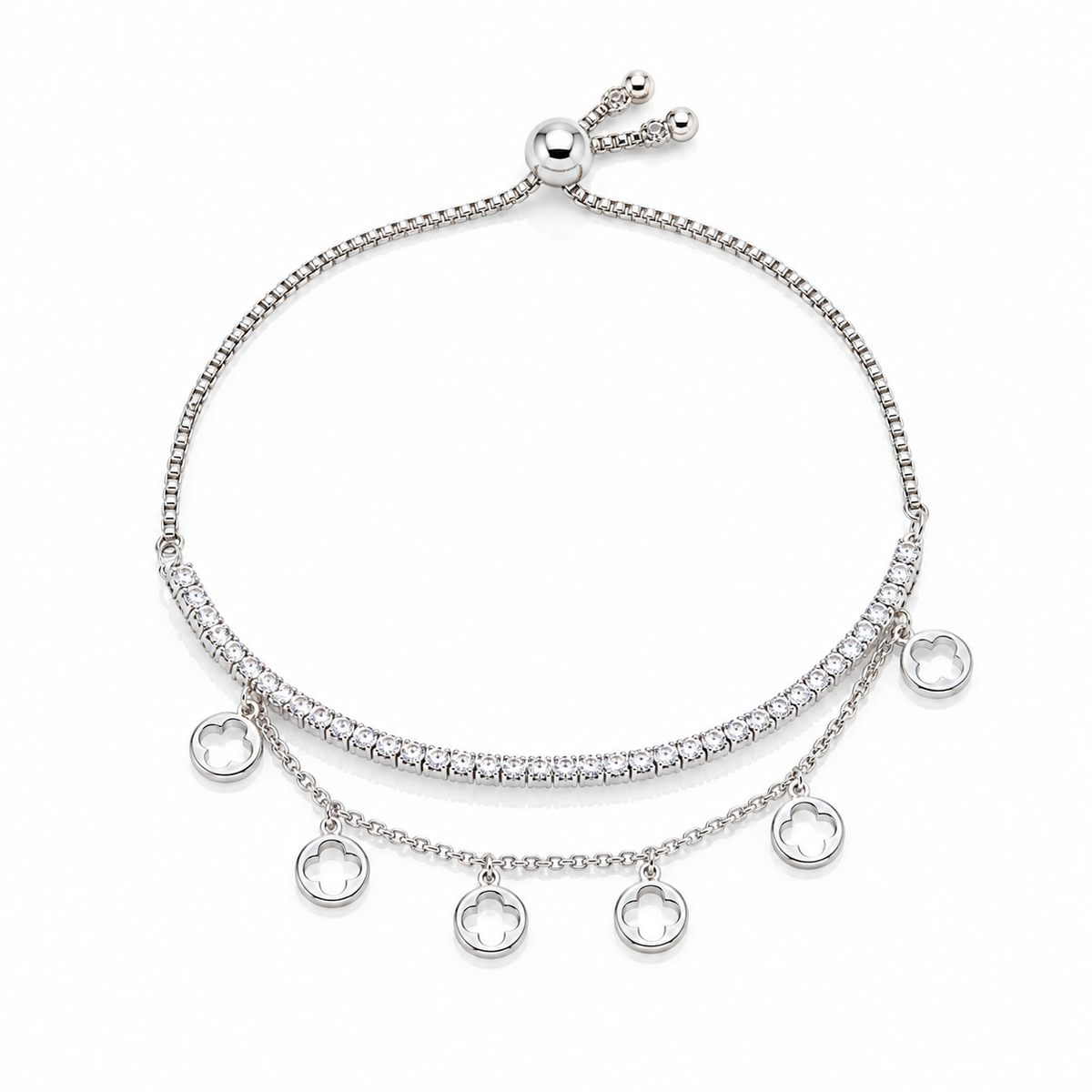 925 Silver Tennis Bracelet Adjustable