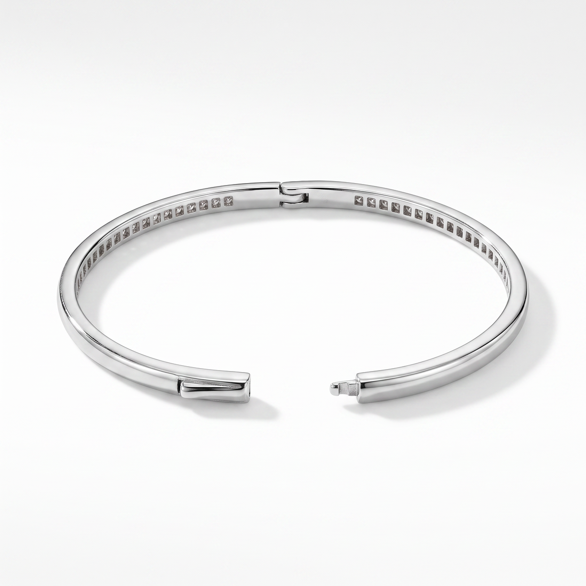 925 Silver Baguette Crystal Bangle with lock