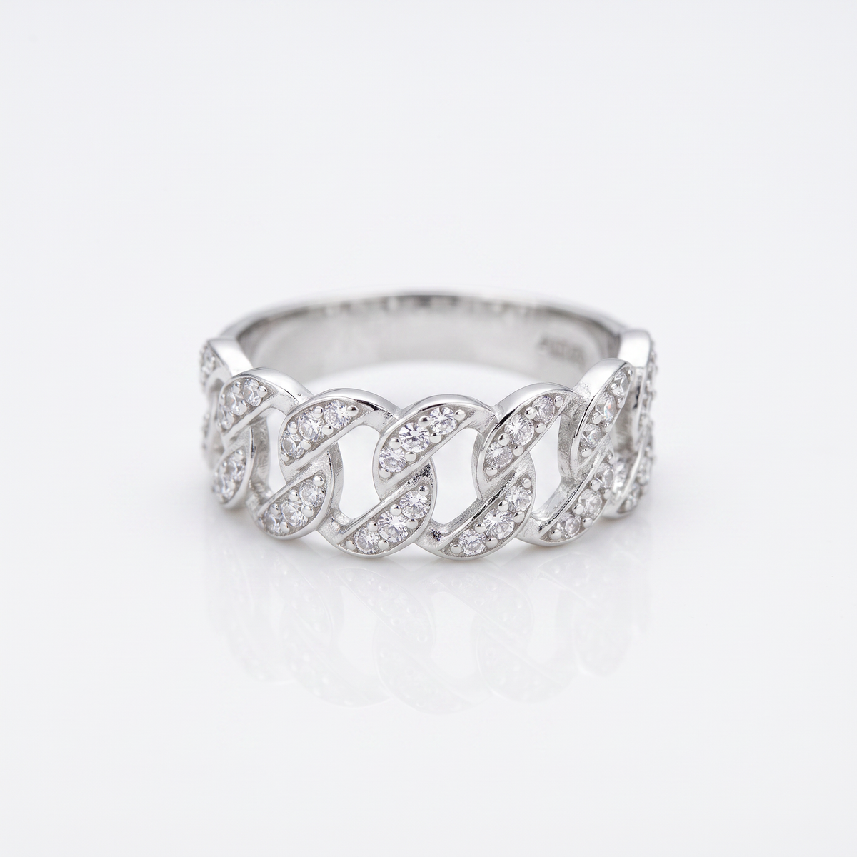925 Silver Cuban Link Ring for Men