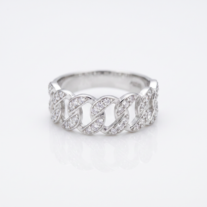 925 Silver Cuban Link Ring for Men