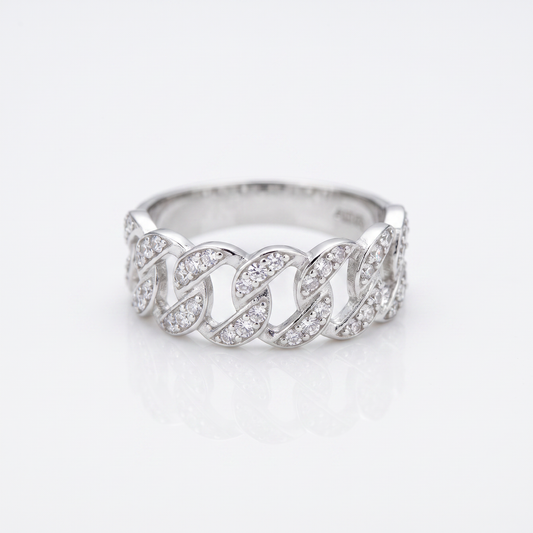 925 Silver Cuban Link Ring for Men