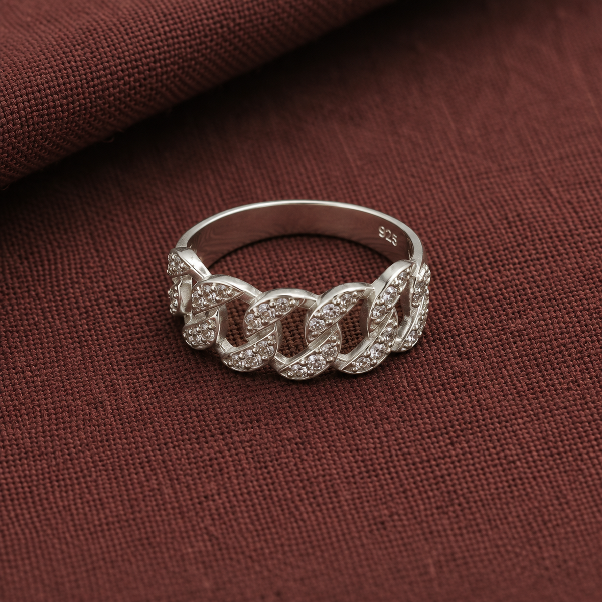 925 Silver Cuban Link Ring for Men
