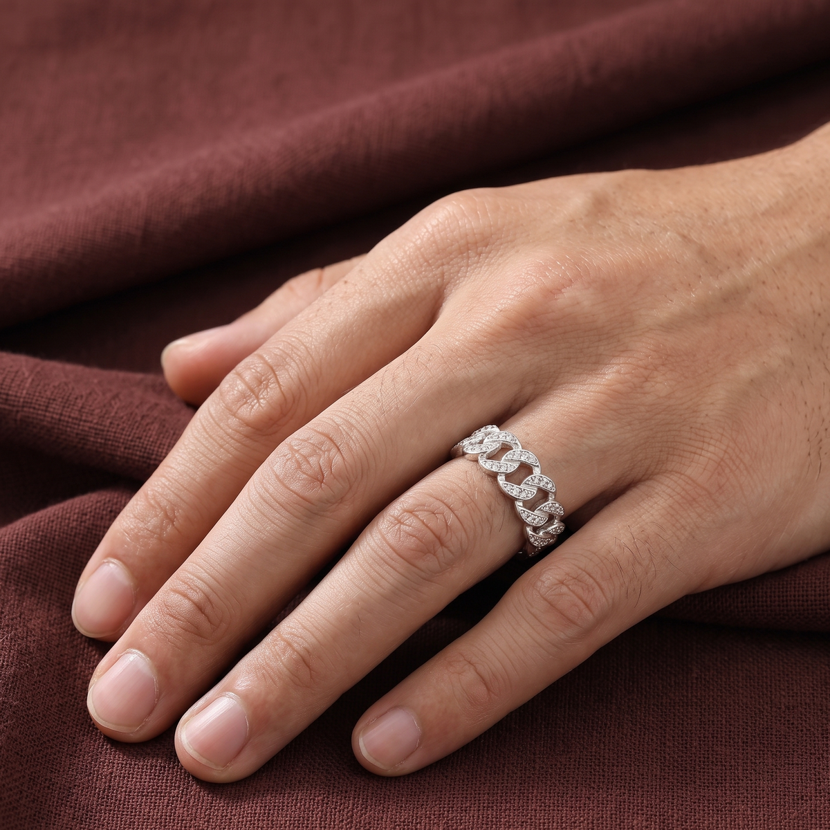 925 Silver Cuban Link Ring for Men