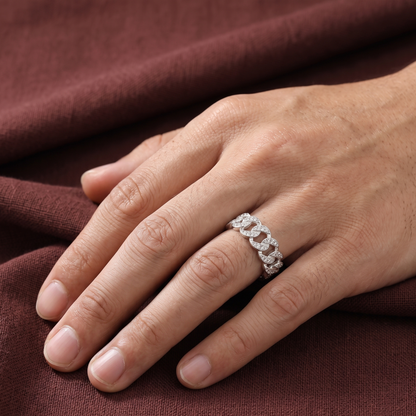 925 Silver Cuban Link Ring for Men