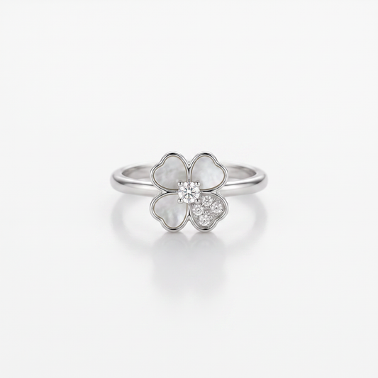 925 Sterling Silver Cyrstal Flower Ring for women