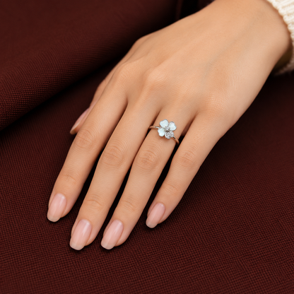 925 Sterling Silver Cyrstal Flower Ring for women