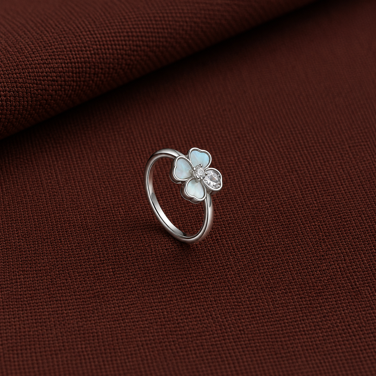 925 Sterling Silver Cyrstal Flower Ring for women