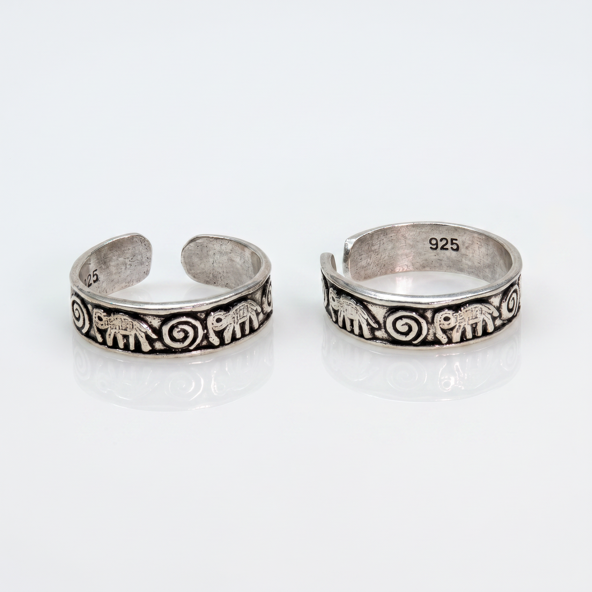 925 Silver Elephant Motif Toe ring