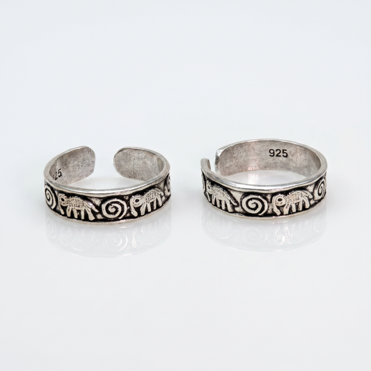 925 Silver Elephant Motif Toe ring