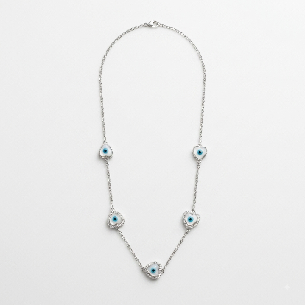 925 Sterling Silver Evil Eye Charm Necklace